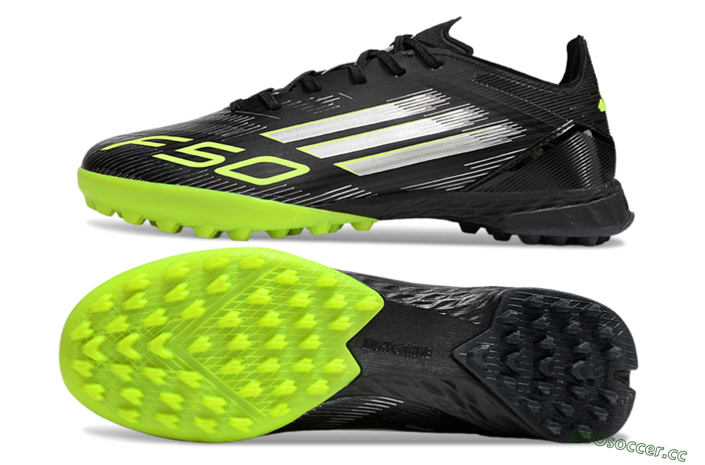 Men's Adidas F50 Pro TF Artificial Turf Low-Tops Football Shoes - Black/Yellow/Silver 1
