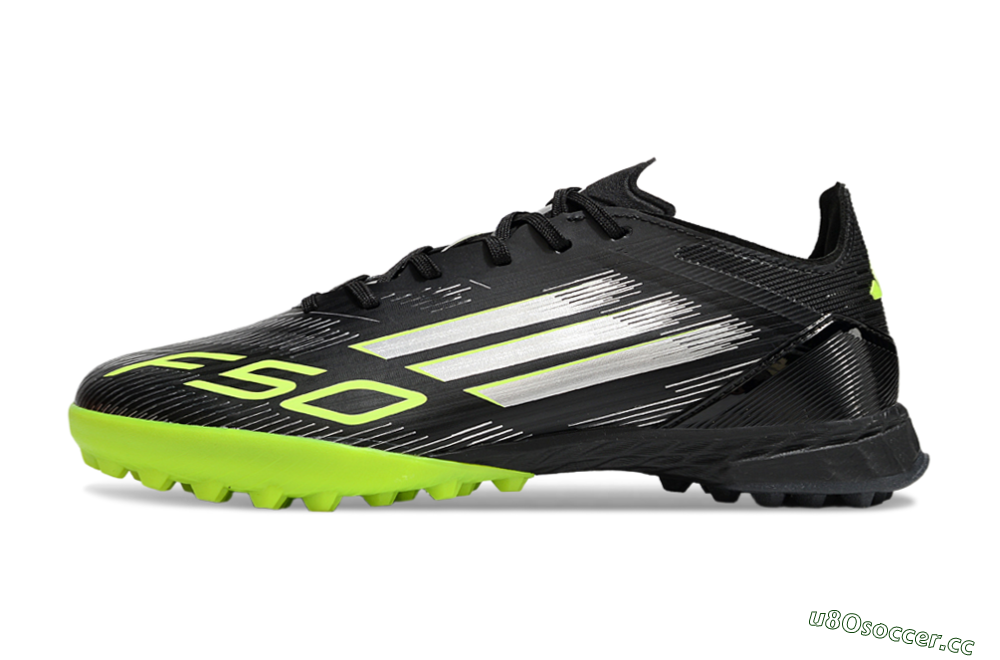 Men's Adidas F50 Pro TF Artificial Turf Low-Tops Football Shoes - Black/Yellow/Silver 0
