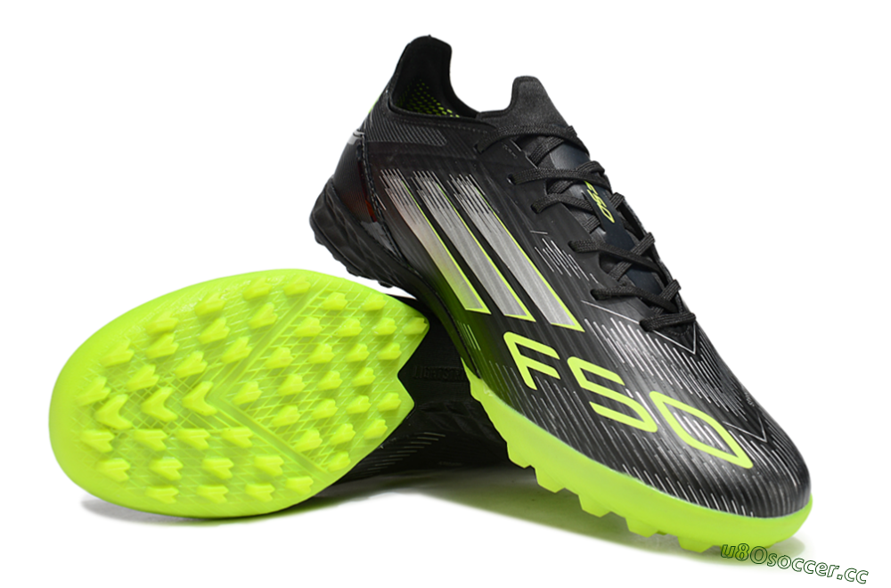 Men's Adidas F50 Pro TF Artificial Turf Low-Tops Football Shoes - Black/Yellow/Silver 3