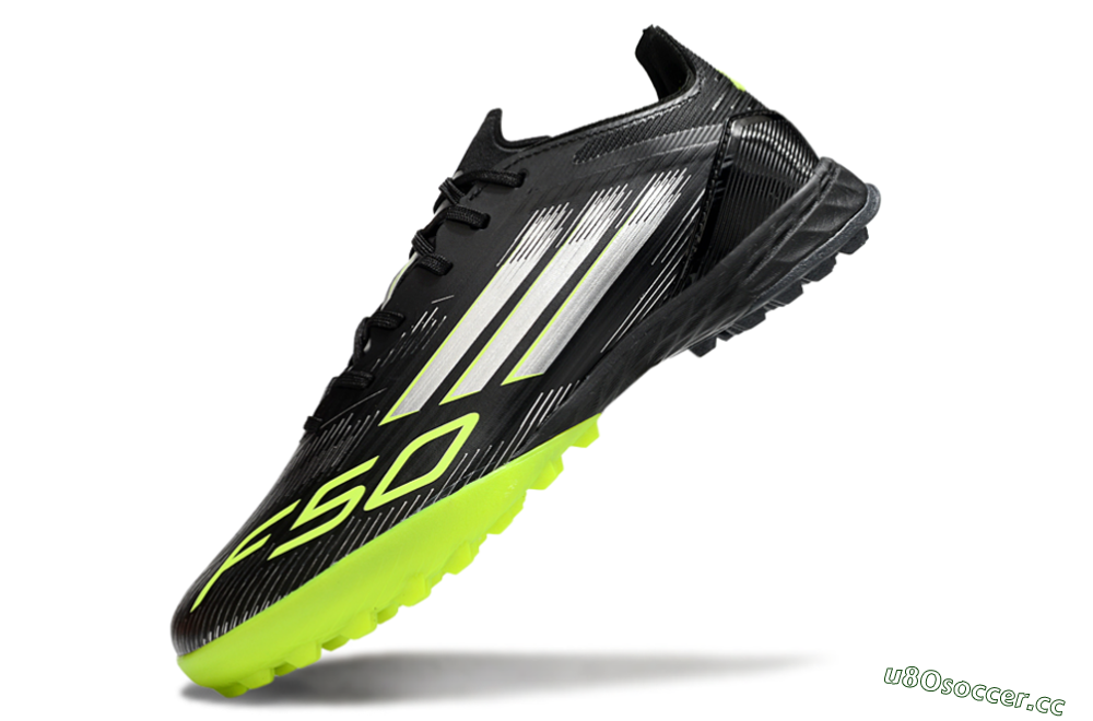 Men's Adidas F50 Pro TF Artificial Turf Low-Tops Football Shoes - Black/Yellow/Silver 5