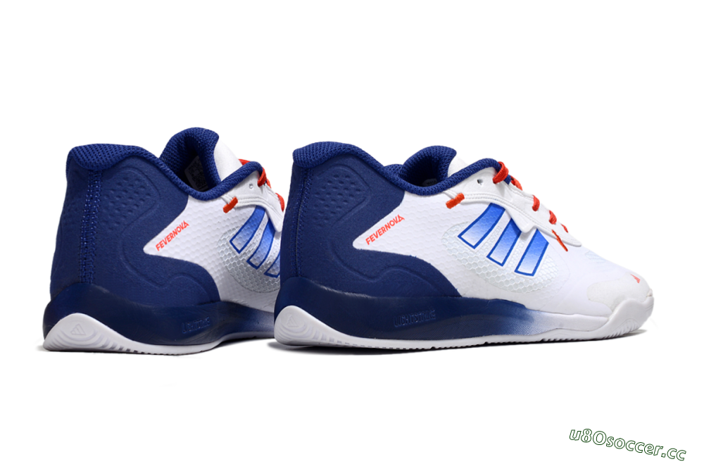 Men's Adidas Fevernova IC Indoor & Futsal Low-Tops Football Shoes - White/Blue/Red 6