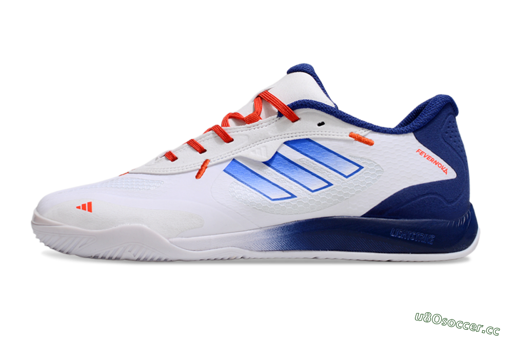 Men's Adidas Fevernova IC Indoor & Futsal Low-Tops Football Shoes - White/Blue/Red 0