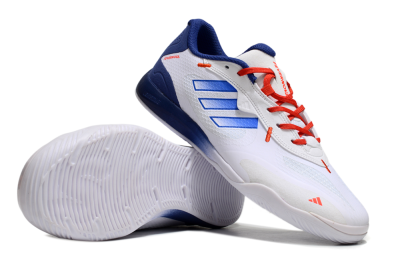 Men's Adidas Fevernova IC Indoor & Futsal Low-Tops Football Shoes - White/Blue/Red