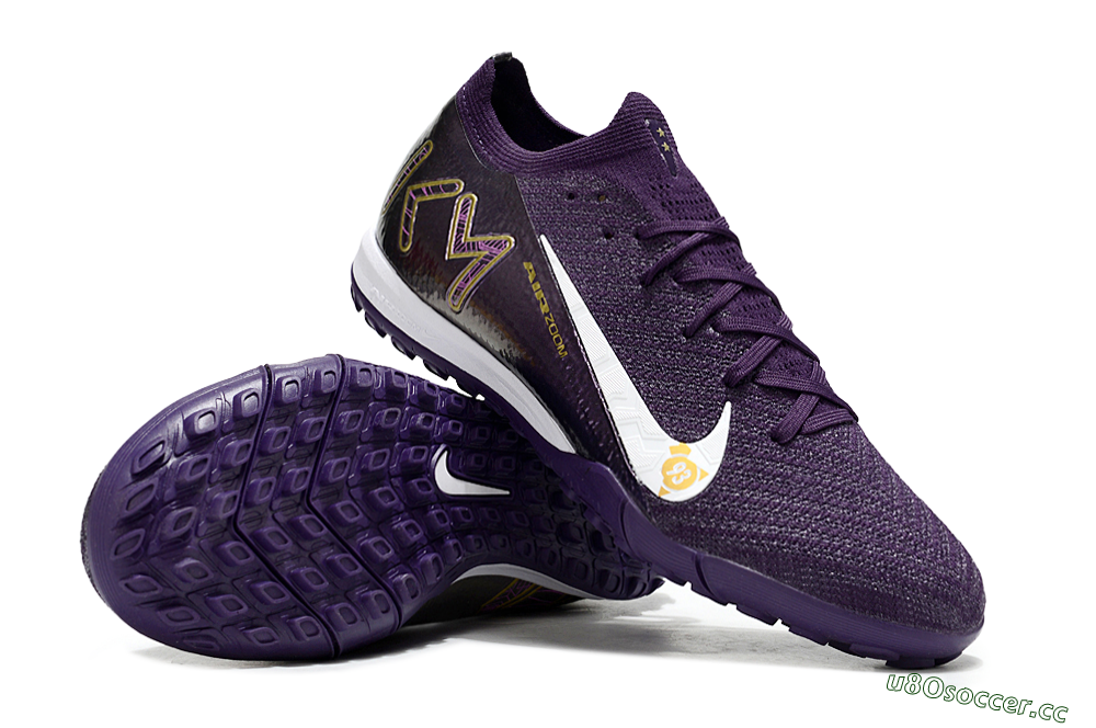 Unisex Nike Air Zoom Mercurial Vapor 16 Elite TF Artificial Turf Low-Tops Football Shoes - Purple/White/Gold 3