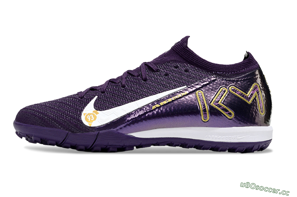 Unisex Nike Air Zoom Mercurial Vapor 16 Elite TF Artificial Turf Low-Tops Football Shoes - Purple/White/Gold 0
