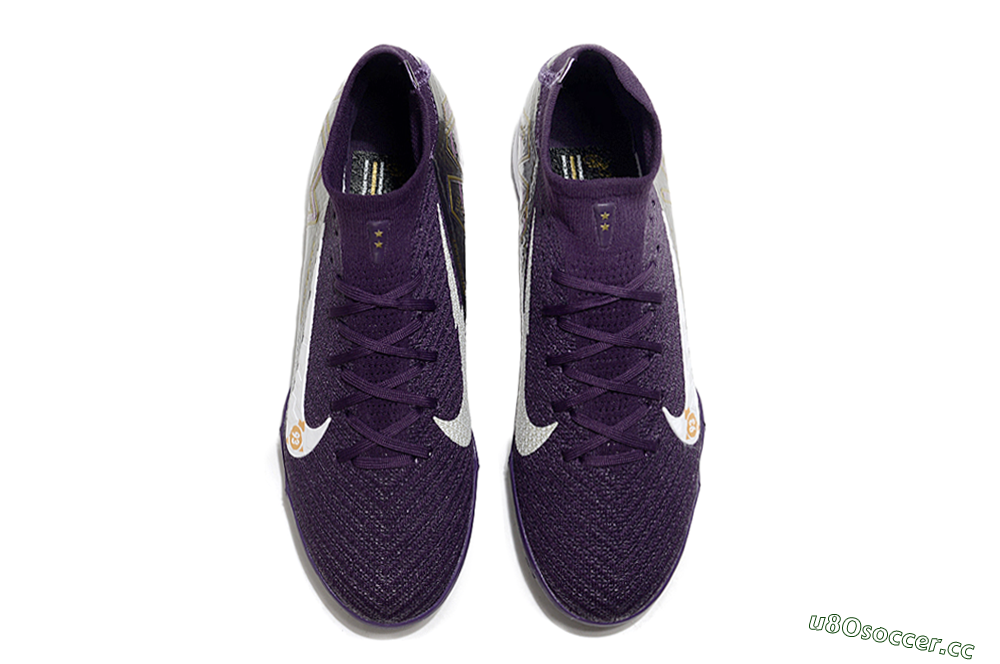 Unisex Nike Air Zoom Mercurial Superfly 10 Elite TF Artificial Turf High-Tops Football Shoes - Purple/White/Gold 4