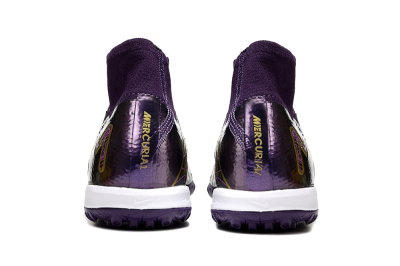 Unisex Nike Air Zoom Mercurial Superfly 10 Elite TF Artificial Turf High-Tops Football Shoes - Purple/White/Gold