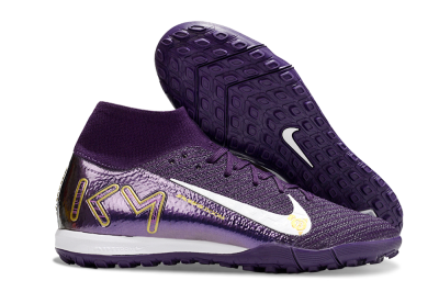 Unisex Nike Air Zoom Mercurial Superfly 10 Elite TF Artificial Turf High-Tops Football Shoes - Purple/White/Gold