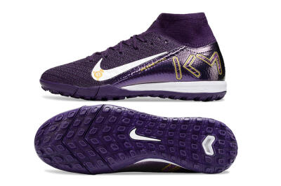 Unisex Nike Air Zoom Mercurial Superfly 10 Elite TF Artificial Turf High-Tops Football Shoes - Purple/White/Gold