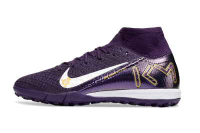 Unisex Nike Air Zoom Mercurial Superfly 10 Elite TF Artificial Turf High-Tops Football Shoes - Purple/White/Gold