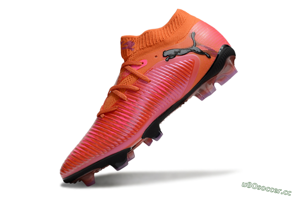 Men's Puma Future 8 Ultimate FG Firm Ground Low-Tops Football Boots - Orange/Pink/Black 5