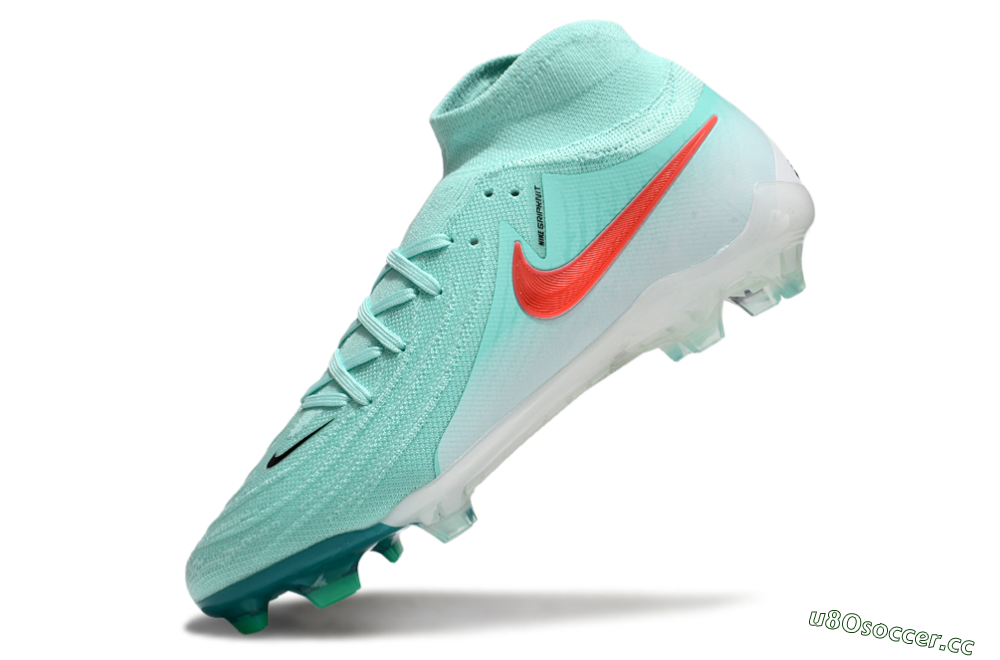 Men's Nike Phantom Luna Elite NU FG Firm Ground High-Tops Football Boots - Jade/Red/White 5