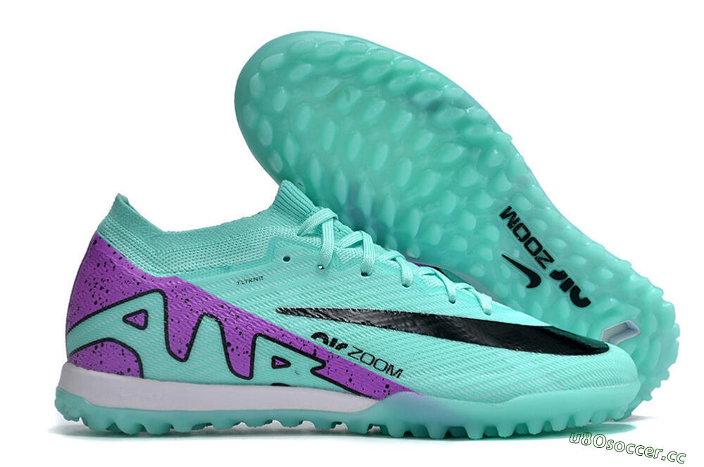 Unisex Nike Air Zoom Mercurial Vapor 16 Elite TF Artificial Turf Low-Tops Football Shoes - Jade/Black/Purple 2