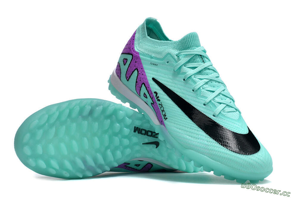 Unisex Nike Air Zoom Mercurial Vapor 16 Elite TF Artificial Turf Low-Tops Football Shoes - Jade/Black/Purple 1