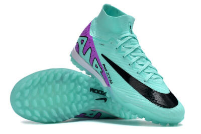 Unisex Nike Air Zoom Mercurial Superfly 10 Elite TF Artificial Turf High-Tops Football Shoes - Jade/Black/Purple
