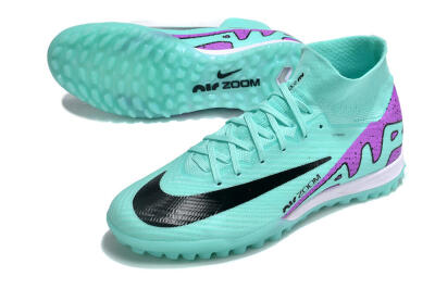 Unisex Nike Air Zoom Mercurial Superfly 10 Elite TF Artificial Turf High-Tops Football Shoes - Jade/Black/Purple