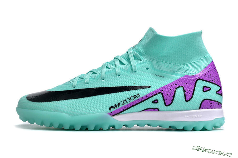 Unisex Nike Air Zoom Mercurial Superfly 10 Elite TF Artificial Turf High-Tops Football Shoes - Jade/Black/Purple 0