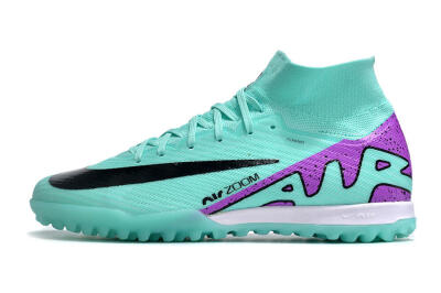 Unisex Nike Air Zoom Mercurial Superfly 10 Elite TF Artificial Turf High-Tops Football Shoes - Jade/Black/Purple