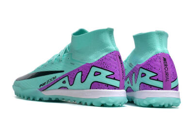 Unisex Nike Air Zoom Mercurial Superfly 10 Elite TF Artificial Turf High-Tops Football Shoes - Jade/Black/Purple