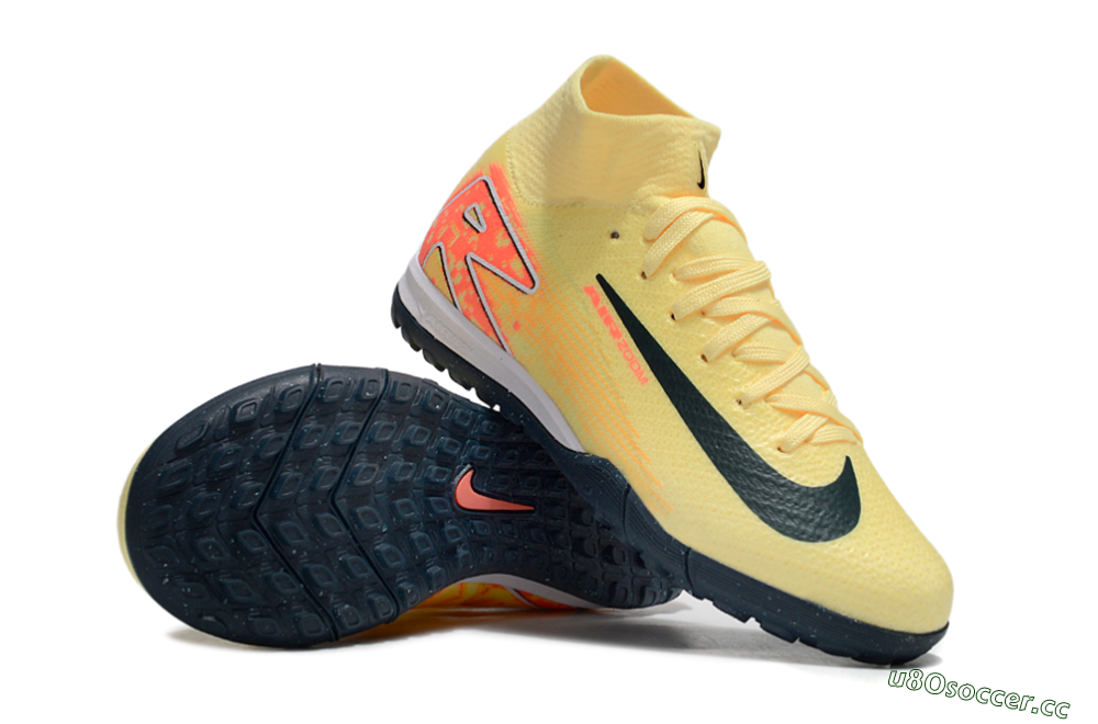 Kids Nike Air Zoom Mercurial Superfly 10 Elite TF Artificial Turf High-Tops Football Shoes - Yellow/Black/Red 1
