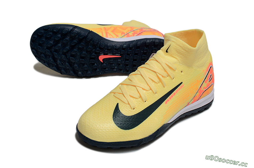 Kids Nike Air Zoom Mercurial Superfly 10 Elite TF Artificial Turf High-Tops Football Shoes - Yellow/Black/Red 3