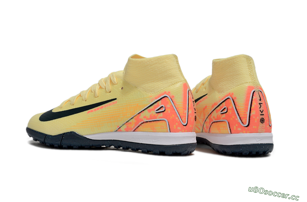 Kids Nike Air Zoom Mercurial Superfly 10 Elite TF Artificial Turf High-Tops Football Shoes - Yellow/Black/Red 5
