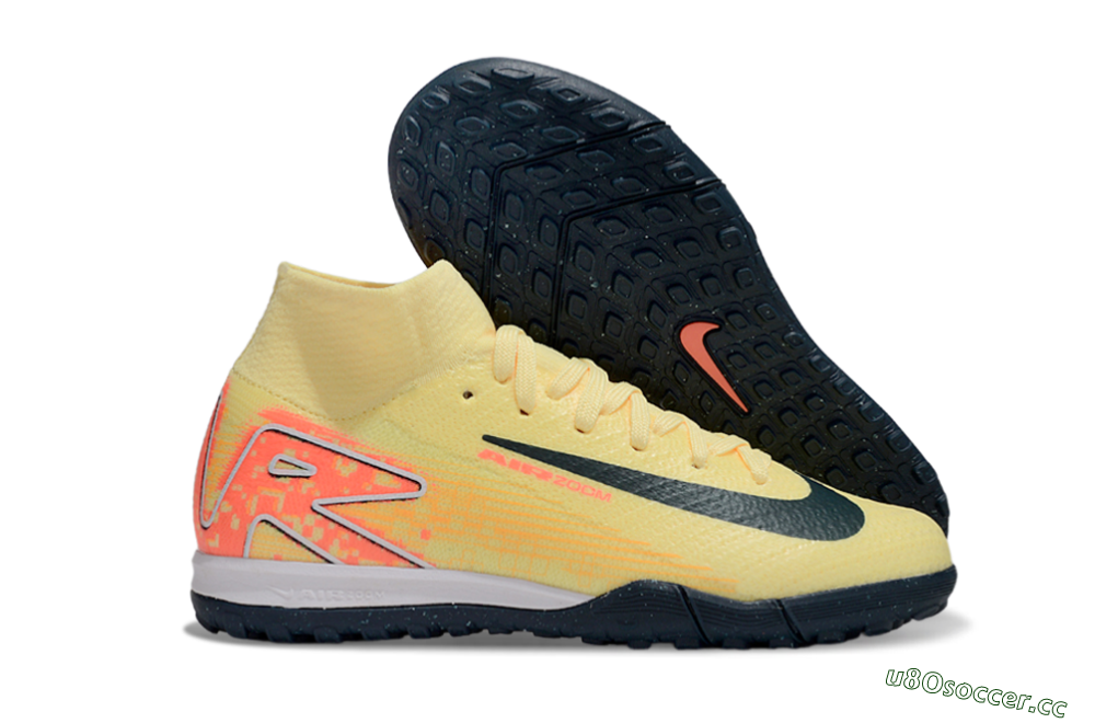 Kids Nike Air Zoom Mercurial Superfly 10 Elite TF Artificial Turf High-Tops Football Shoes - Yellow/Black/Red 2