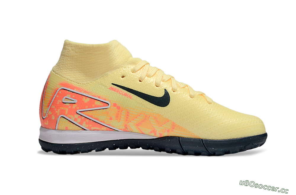 Kids Nike Air Zoom Mercurial Superfly 10 Elite TF Artificial Turf High-Tops Football Shoes - Yellow/Black/Red 4