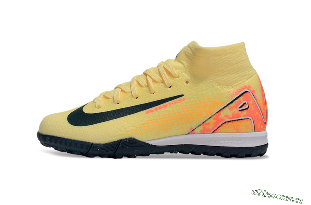 Kids Nike Air Zoom Mercurial Superfly 10 Elite TF Artificial Turf High-Tops Football Shoes - Yellow/Black/Red 0