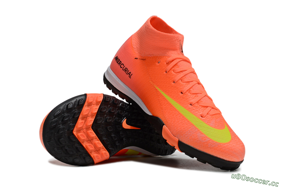 Kids Nike Air Zoom Mercurial Superfly 10 Elite TF Artificial Turf High-Tops Football Shoes - Red/Yellow/Black 1