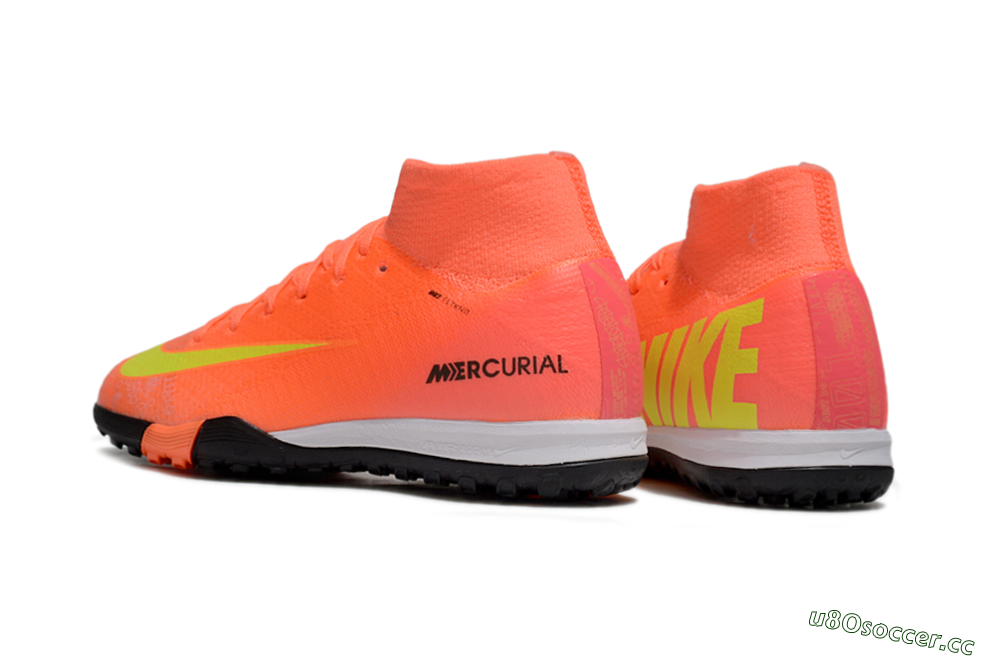 Kids Nike Air Zoom Mercurial Superfly 10 Elite TF Artificial Turf High-Tops Football Shoes - Red/Yellow/Black 5