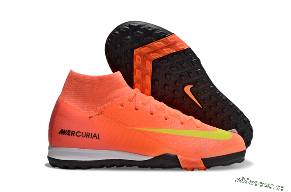 Kids Nike Air Zoom Mercurial Superfly 10 Elite TF Artificial Turf High-Tops Football Shoes - Red/Yellow/Black 2