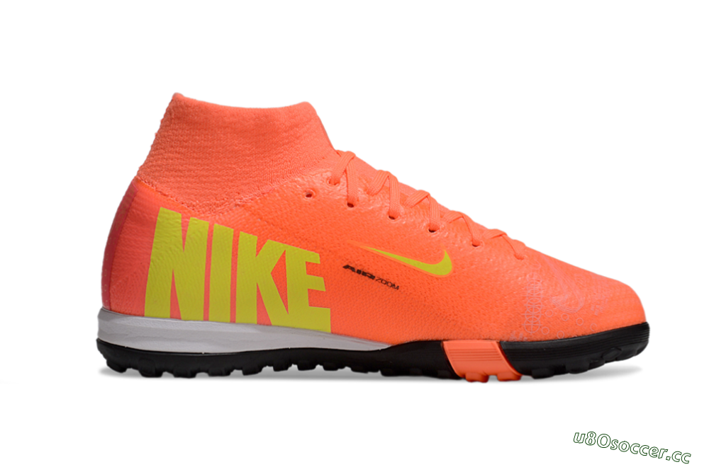 Kids Nike Air Zoom Mercurial Superfly 10 Elite TF Artificial Turf High-Tops Football Shoes - Red/Yellow/Black 4