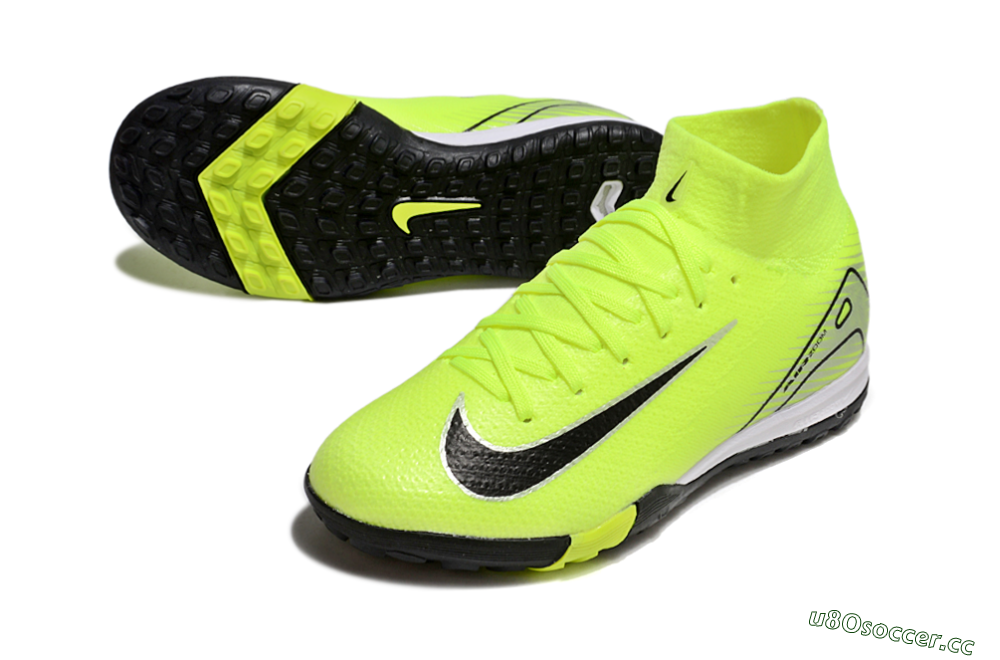 Kids Nike Air Zoom Mercurial Superfly 10 Elite TF Artificial Turf High-Tops Football Shoes - Yellow/Black/Silver 3