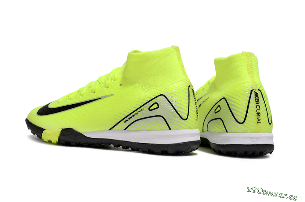 Kids Nike Air Zoom Mercurial Superfly 10 Elite TF Artificial Turf High-Tops Football Shoes - Yellow/Black/Silver 5