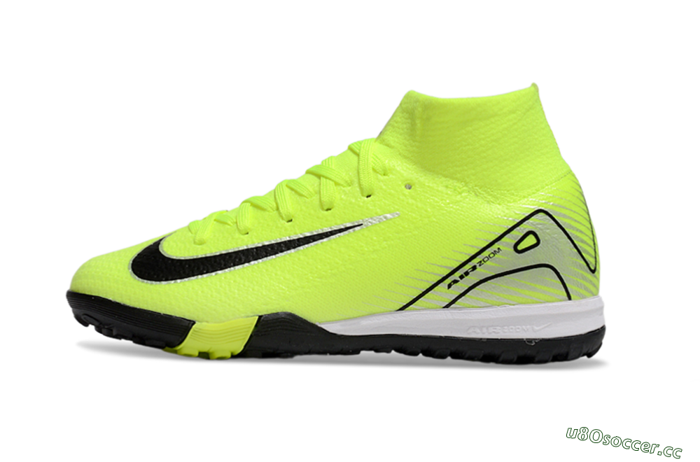 Kids Nike Air Zoom Mercurial Superfly 10 Elite TF Artificial Turf High-Tops Football Shoes - Yellow/Black/Silver 0