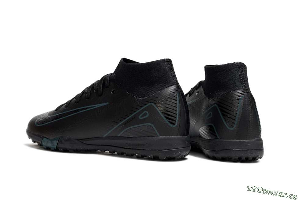 Kids Nike Air Zoom Mercurial Superfly 10 Elite TF Artificial Turf High-Tops Football Shoes - Black/Blue 5