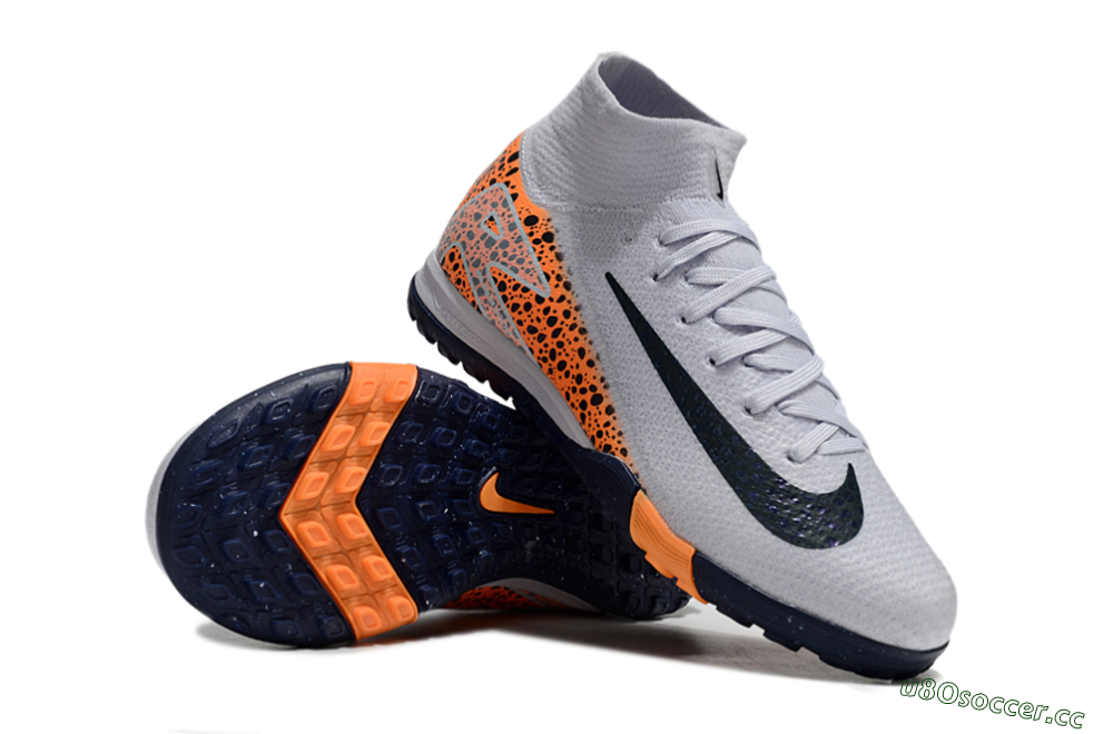 Kids Nike Air Zoom Mercurial Superfly 10 Elite TF Artificial Turf High-Tops Football Shoes - Grey/Black/Leopard 1