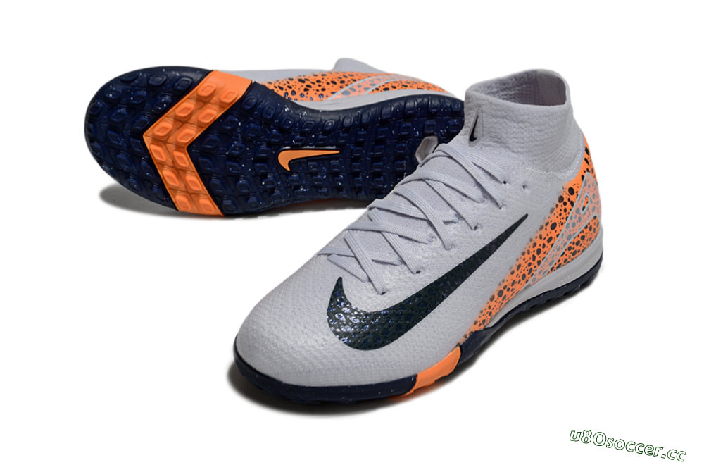 Kids Nike Air Zoom Mercurial Superfly 10 Elite TF Artificial Turf High-Tops Football Shoes - Grey/Black/Leopard 3