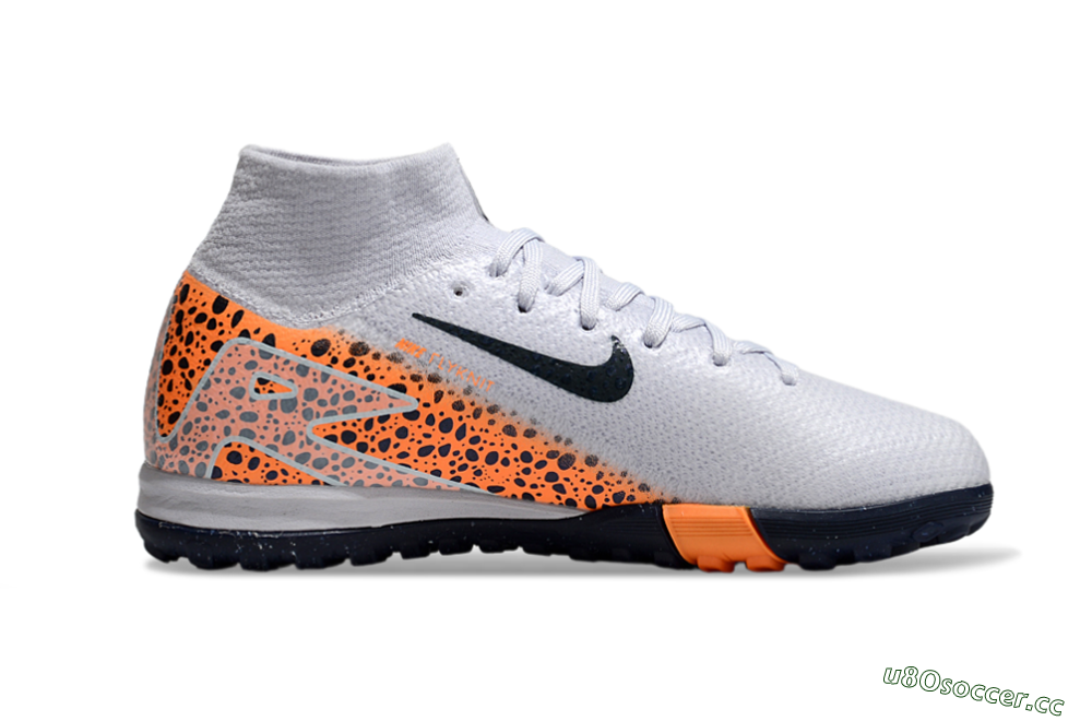 Kids Nike Air Zoom Mercurial Superfly 10 Elite TF Artificial Turf High-Tops Football Shoes - Grey/Black/Leopard 4