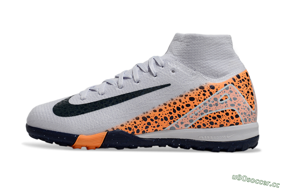 Kids Nike Air Zoom Mercurial Superfly 10 Elite TF Artificial Turf High-Tops Football Shoes - Grey/Black/Leopard 0