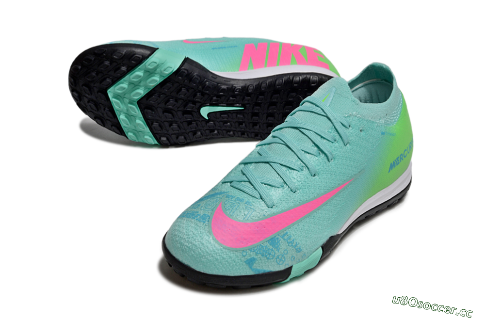 Kids Nike Air Zoom Mercurial Vapor 16 Elite TF Artificial Turf Low-Tops Football Shoes - Jade/Yellow/Pink 3