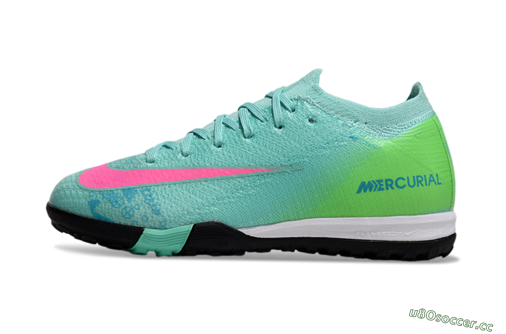 Kids Nike Air Zoom Mercurial Vapor 16 Elite TF Artificial Turf Low-Tops Football Shoes - Jade/Yellow/Pink 0