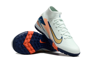 Kids Nike Air Zoom Mercurial Superfly 10 Elite TF Artificial Turf High-Tops Football Shoes - Jade/Gold/Blue