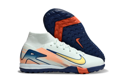 Kids Nike Air Zoom Mercurial Superfly 10 Elite TF Artificial Turf High-Tops Football Shoes - Jade/Gold/Blue