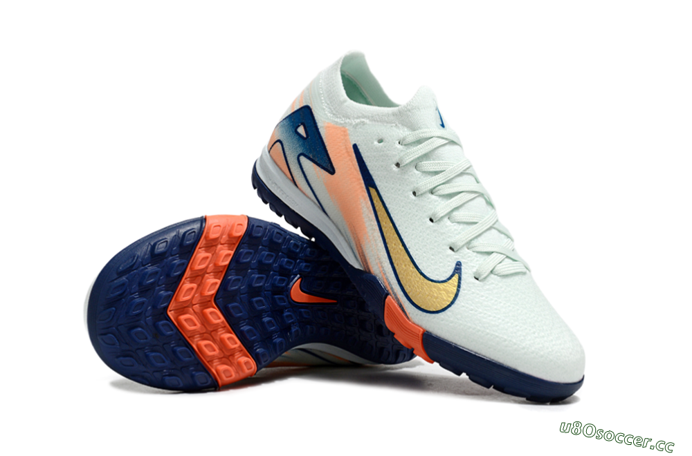 Kids Nike Air Zoom Mercurial Vapor 16 Elite TF Artificial Turf Low-Tops Football Shoes - Jade/Blue/Gold 1