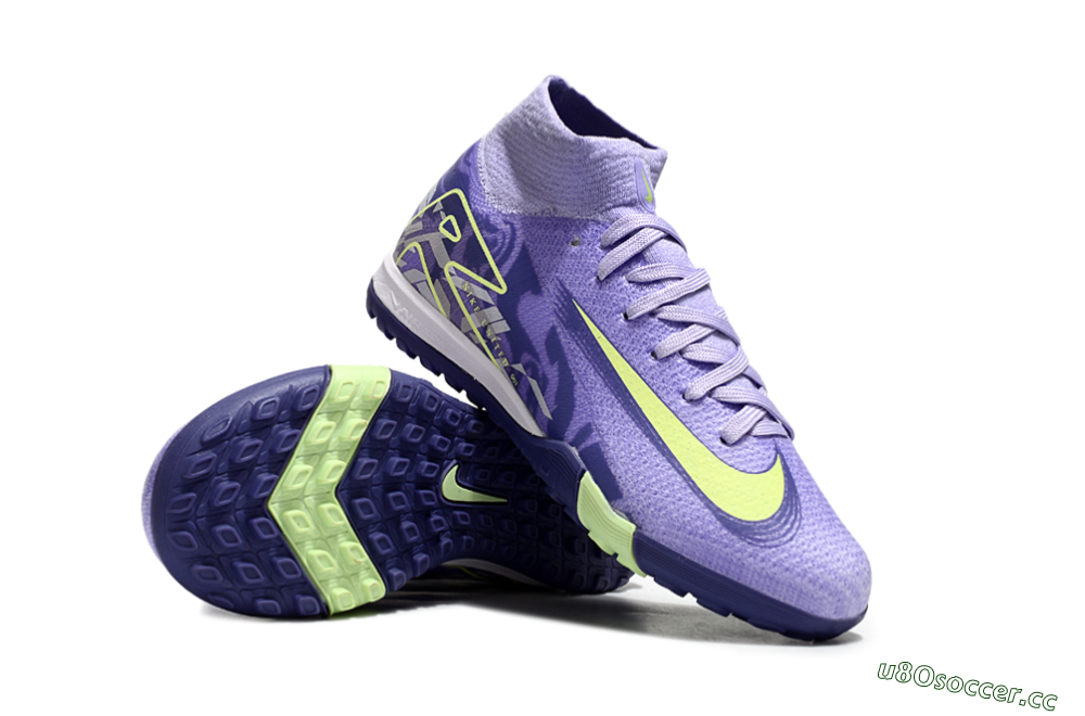 Kids Nike Air Zoom Mercurial Superfly 10 Elite TF Artificial Turf High-Tops Football Shoes - Purple/Yellow 1