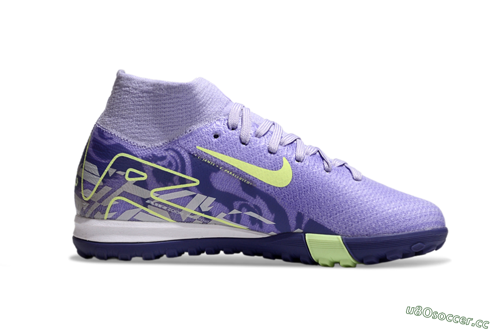 Kids Nike Air Zoom Mercurial Superfly 10 Elite TF Artificial Turf High-Tops Football Shoes - Purple/Yellow 4