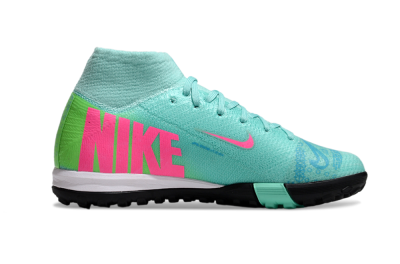 Kids Nike Air Zoom Mercurial Superfly 10 Elite TF Artificial Turf High-Tops Football Shoes - Jade/Pink/Yellow
