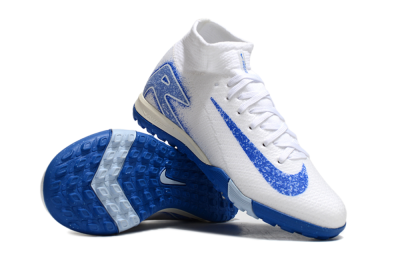 Kids Nike Air Zoom Mercurial Superfly 10 Elite TF Artificial Turf High-Tops Football Shoes - White/Blue